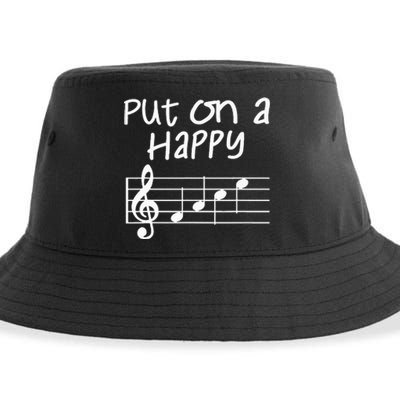 Musical Notes Put On A Happy Face Cute Music Loving Sustainable Bucket Hat