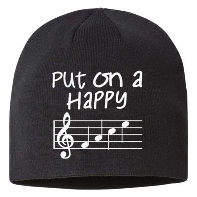 Musical Notes Put On A Happy Face Cute Music Loving Sustainable Beanie