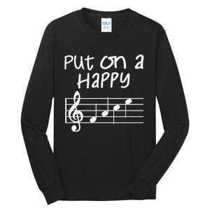 Musical Notes Put On A Happy Face Cute Music Loving Tall Long Sleeve T-Shirt