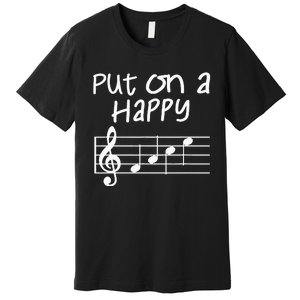 Musical Notes Put On A Happy Face Cute Music Loving Premium T-Shirt