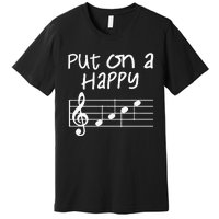 Musical Notes Put On A Happy Face Cute Music Loving Premium T-Shirt