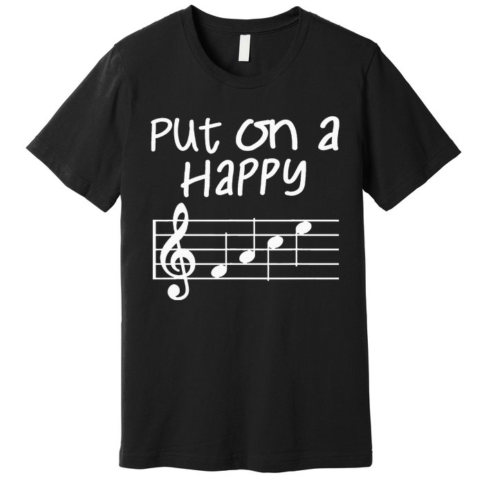 Musical Notes Put On A Happy Face Cute Music Loving Premium T-Shirt