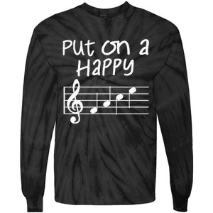 Musical Notes Put On A Happy Face Cute Music Loving Tie-Dye Long Sleeve Shirt