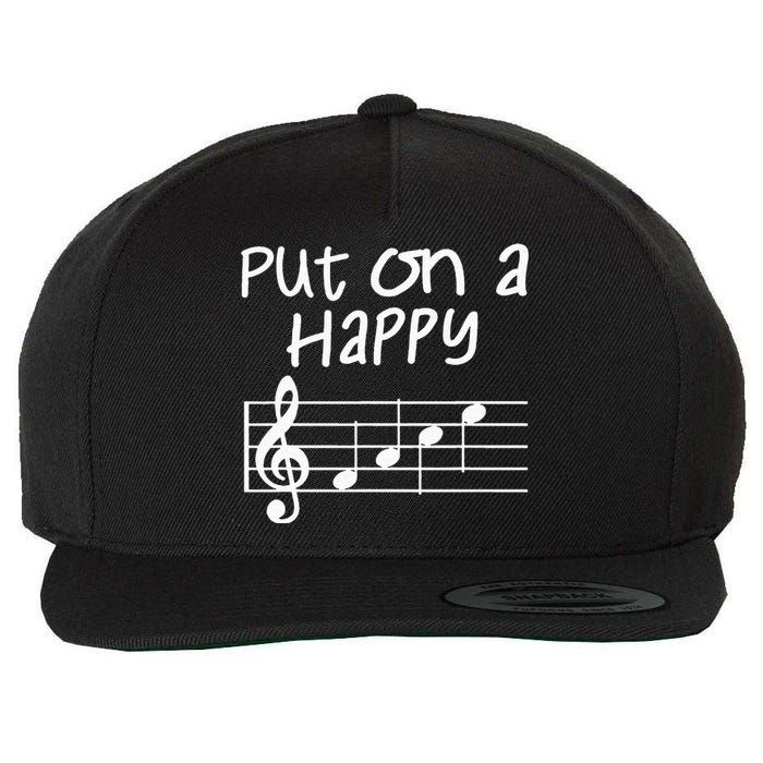 Musical Notes Put On A Happy Face Cute Music Loving Wool Snapback Cap