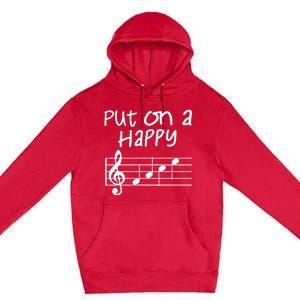 Musical Notes Put On A Happy Face Cute Music Loving Premium Pullover Hoodie