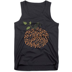 Music Notes Pumpkin Fall Music Teacher Autumn Halloween Tank Top