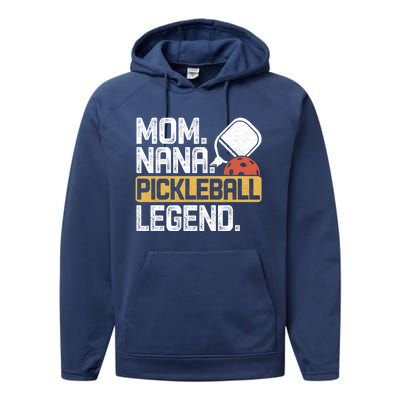 Mom Nana Pickleball Legend Vintage Gift Performance Fleece Hoodie