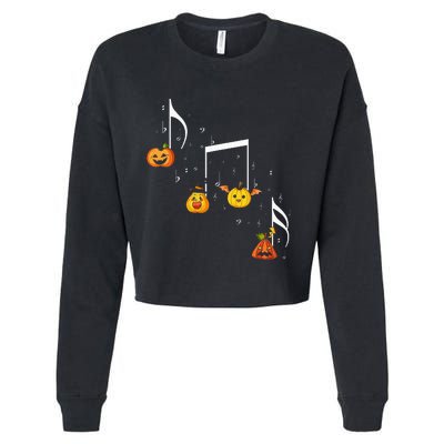 M.U.S.I.C Note Pumpkin Fall Music Teacher Halloween Costume Cropped Pullover Crew