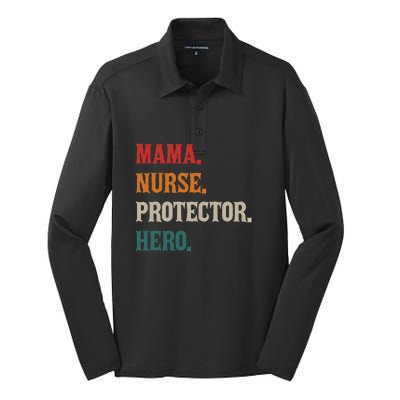 Mama Nurse Protector Hero Mom Mama Nursing Profession Gift Silk Touch Performance Long Sleeve Polo