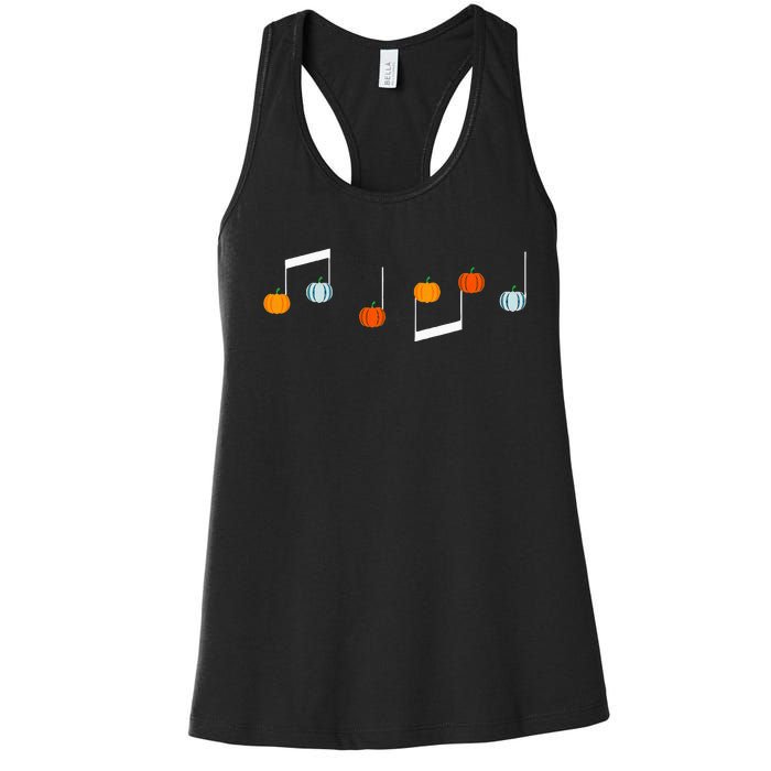 Music Note P.U.M.P.K.I.N Fall Music Teacher Halloween Costume Women's Racerback Tank