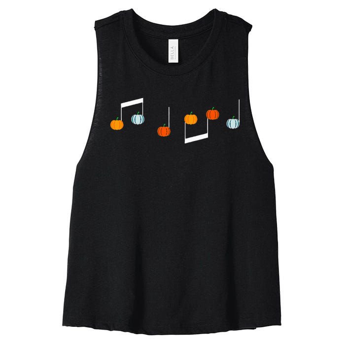 Music Note P.U.M.P.K.I.N Fall Music Teacher Halloween Costume Women's Racerback Cropped Tank