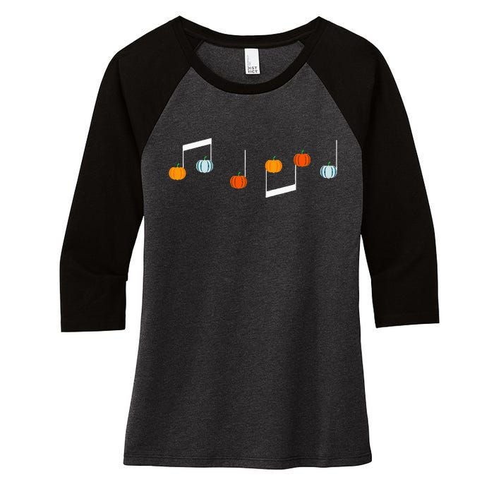 Music Note P.U.M.P.K.I.N Fall Music Teacher Halloween Costume Women's Tri-Blend 3/4-Sleeve Raglan Shirt