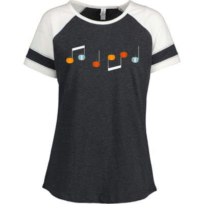 Music Note P.U.M.P.K.I.N Fall Music Teacher Halloween Costume Enza Ladies Jersey Colorblock Tee