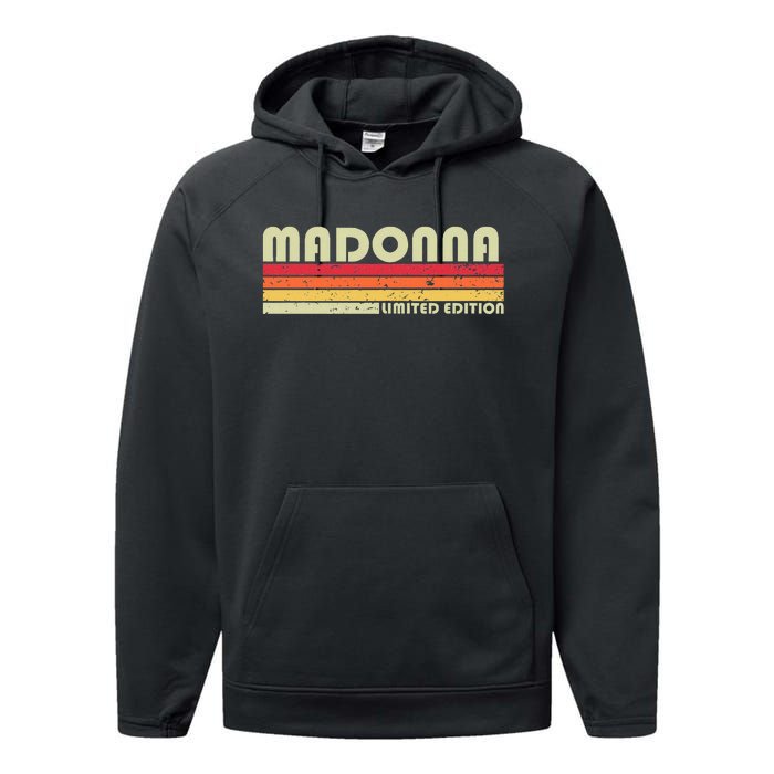 M.A.D.O.N.N.A Name Personalized Retro Vintage 80s 90s Birthday Performance Fleece Hoodie