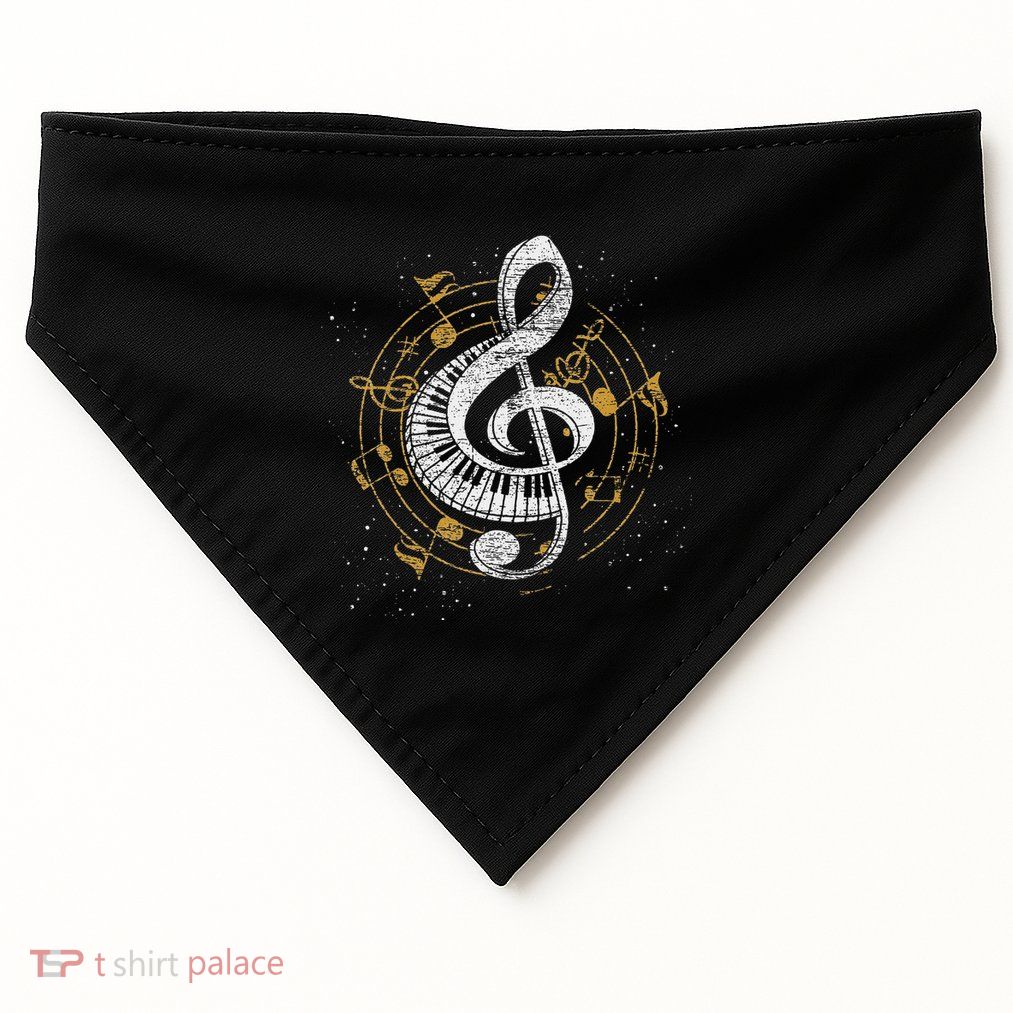 Music Notes Piano Orchestra Musician Piano Treble Clef USA-Made Doggie Bandana