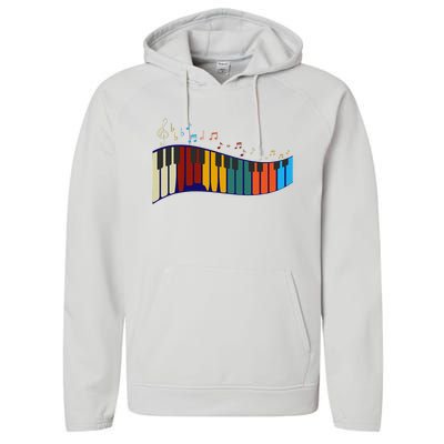 Music Notes Pianist Gift Colorful Piano Performance Fleece Hoodie