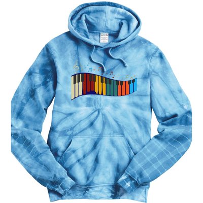 Music Notes Pianist Gift Colorful Piano Tie Dye Hoodie