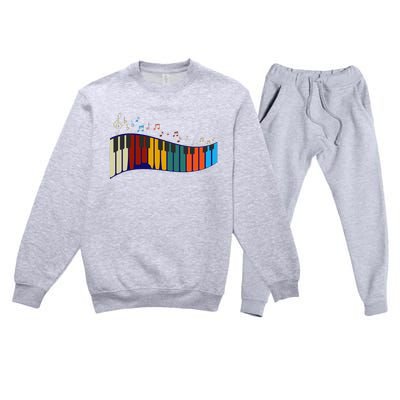 Music Notes Pianist Gift Colorful Piano Premium Crewneck Sweatsuit Set