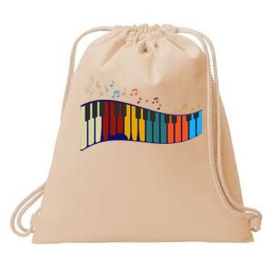 Music Notes Pianist Gift Colorful Piano Drawstring Bag