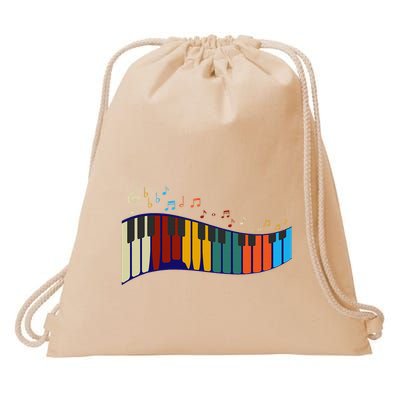 Music Notes Pianist Gift Colorful Piano Drawstring Bag