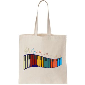 Music Notes Pianist Gift Colorful Piano Tote Bag