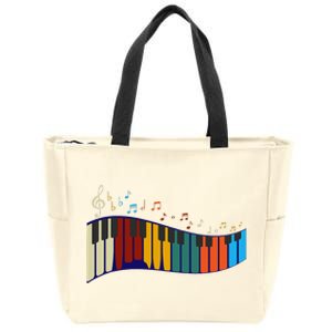 Music Notes Pianist Gift Colorful Piano Zip Tote Bag