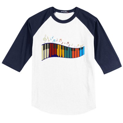 Music Notes Pianist Gift Colorful Piano Baseball Sleeve Shirt