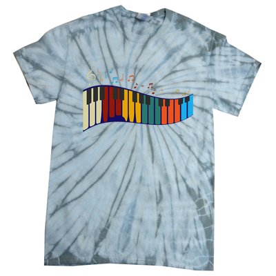 Music Notes Pianist Gift Colorful Piano Tie-Dye T-Shirt