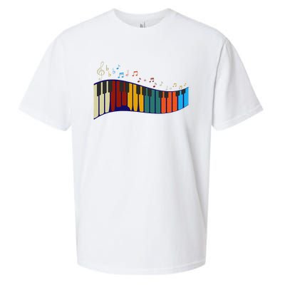 Music Notes Pianist Gift Colorful Piano Sueded Cloud Jersey T-Shirt