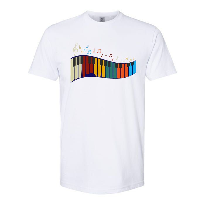 Music Notes Pianist Gift Colorful Piano Softstyle CVC T-Shirt