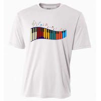 Music Notes Pianist Gift Colorful Piano Cooling Performance Crew T-Shirt