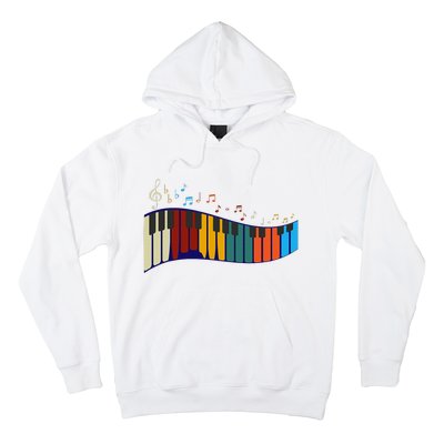 Music Notes Pianist Gift Colorful Piano Hoodie