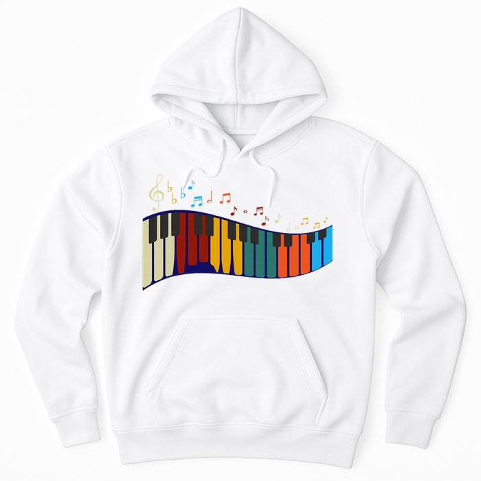 Music Notes Pianist Gift Colorful Piano Hoodie