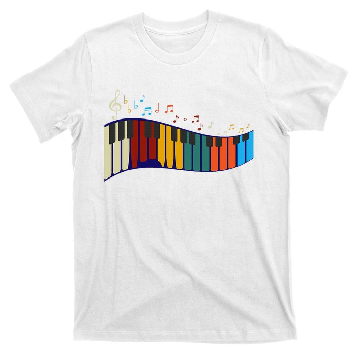 Music Notes Pianist Gift Colorful Piano T-Shirt