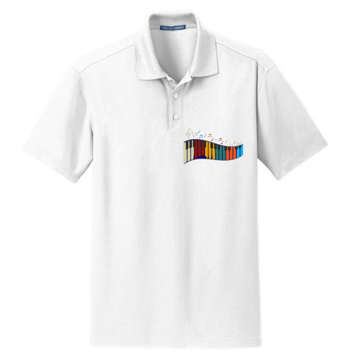 Music Notes Pianist Gift Colorful Piano Dry Zone Grid Polo