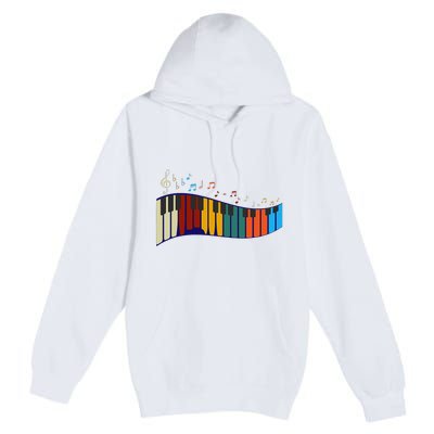 Music Notes Pianist Gift Colorful Piano Premium Pullover Hoodie