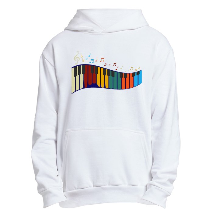 Music Notes Pianist Gift Colorful Piano Urban Pullover Hoodie