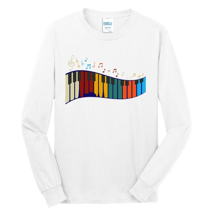 Music Notes Pianist Gift Colorful Piano Tall Long Sleeve T-Shirt