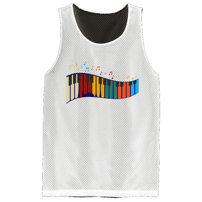 Music Notes Pianist Gift Colorful Piano Mesh Reversible Basketball Jersey Tank