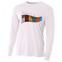 Music Notes Pianist Gift Colorful Piano Cooling Performance Long Sleeve Crew