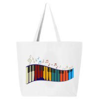 Music Notes Pianist Gift Colorful Piano 25L Jumbo Tote