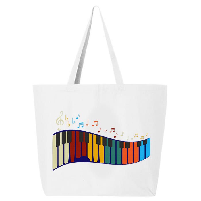 Music Notes Pianist Gift Colorful Piano 25L Jumbo Tote