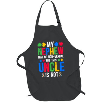 My Nephew Proud Autism Uncle Autism Warrior Uncle Gift Full-Length Apron With Pockets