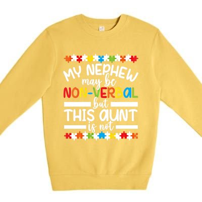 My Nephew Proud Autism Aunt Autism Warrior Aunt Gift Premium Crewneck Sweatshirt