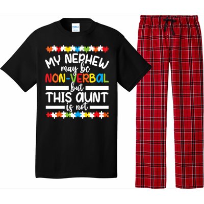 My Nephew Proud Autism Aunt Autism Warrior Aunt Gift Pajama Set