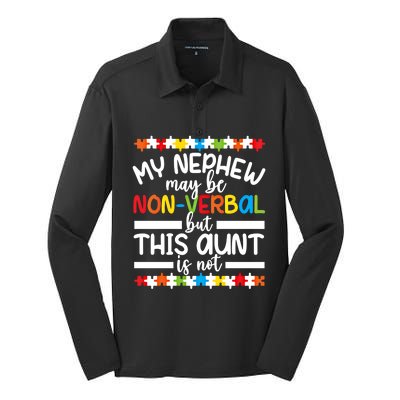 My Nephew Proud Autism Aunt Autism Warrior Aunt Gift Silk Touch Performance Long Sleeve Polo