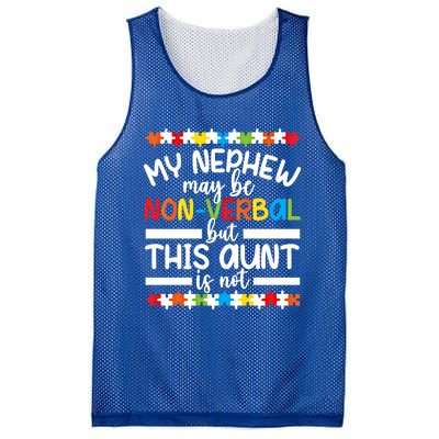 My Nephew Proud Autism Aunt Autism Warrior Aunt Gift Mesh Reversible Basketball Jersey Tank