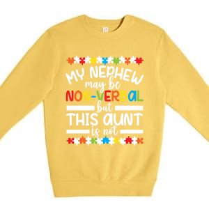 My Nephew Proud Autism Aunt Autism Warrior Aunt Gift Premium Crewneck Sweatshirt