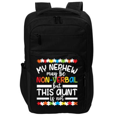 My Nephew Proud Autism Aunt Autism Warrior Aunt Gift Impact Tech Backpack