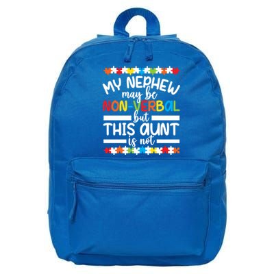 My Nephew Proud Autism Aunt Autism Warrior Aunt Gift 16 in Basic Backpack